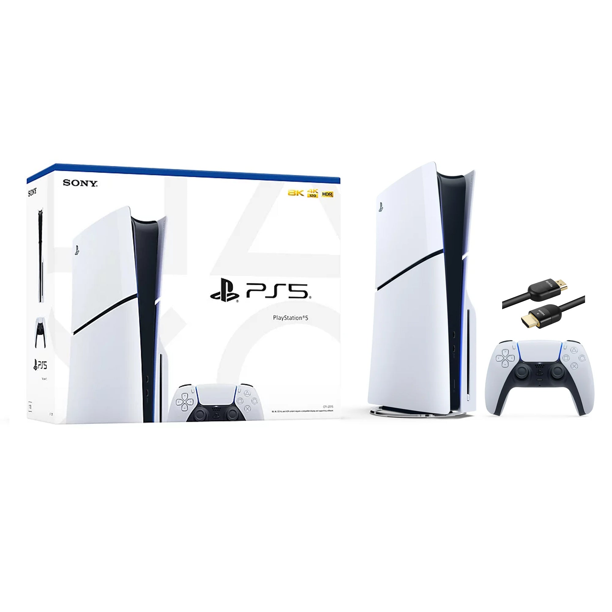 PlayStation 5 Slim Disc Edition Console, Controller and Mytrix 8K HDMI Ultra High Speed Cable - White, Slim PS5 1TB PCIe SSD Gaming Console PlayStation 5 Slim Disc Edition Console, Controller and Mytrix 8K HDMI Ultra High Speed Cable - White, Slim PS5 1TB PCIe SSD Gaming Console
